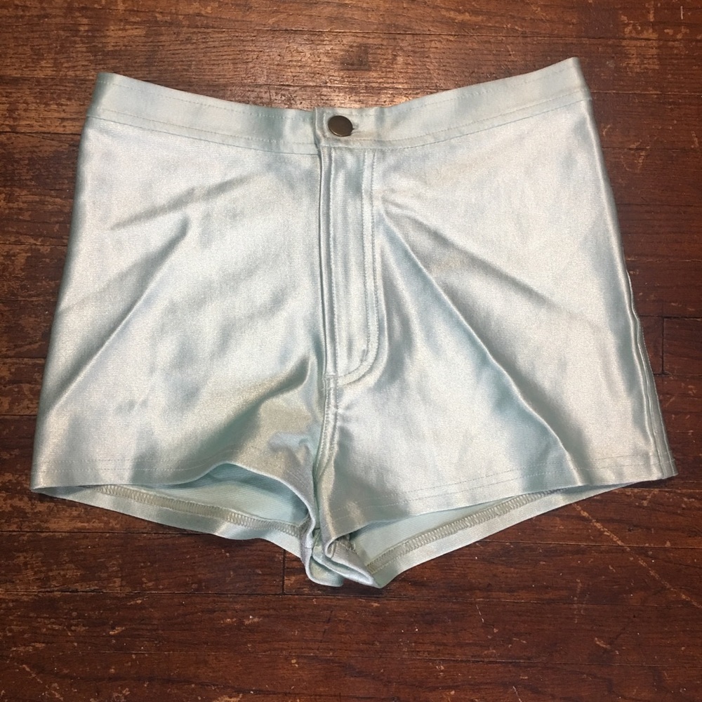 American Apparel Disco Shorts High-Rise Metallic Mint Green